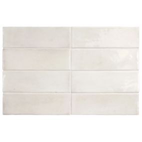 Carrelage sol / mur effet zellige bejmat marocain 5X15 cm blanc brillant 5X15 cm COCO WHITE WALL(vendu par boite de 0.50m2)