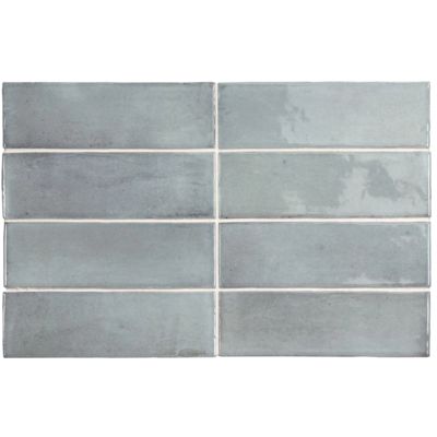 Carrelage sol / mur effet zellige bejmat marocain 5X15 cm bleu brillant 5X15 cm COCO BLUE GRASS WALL