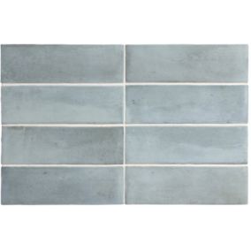 Carrelage sol / mur effet zellige bejmat marocain 5X15 cm bleu mate 5X15 cm COCO BLUE GRASS MATT(vendu par boite de 0.50m2)