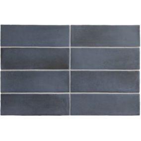 Carrelage sol / mur effet zellige bejmat marocain 5X15 cm bleu mate 5X15 cm COCO BLUE NIGHT MATT(vendu par boite de 0.50m2)