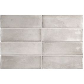 Carrelage sol / mur effet zellige bejmat marocain 5X15 cm gris brillant 5X15 cm COCO AMBER GREY WALL(vendu par boite de 0.50m2)