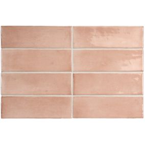 Carrelage sol / mur effet zellige bejmat marocain 5X15 cm rose brillant 5X15 cm COCO ORCHARD PINK WALL(vendu par boite de 0.50m2)