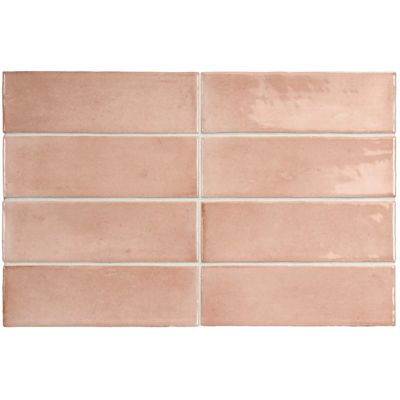 Carrelage sol / mur effet zellige bejmat marocain 5X15 cm rose brillant 5X15 cm COCO ORCHARD PINK WALL