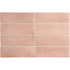 Carrelage sol / mur effet zellige bejmat marocain 5X15 cm rose mate 5X15 cm COCO ORHARD PINK MATT (vendu par boite de 0.50m2)