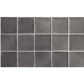 carrelage sol / mur effet zellige bejmat noir 10x10 cm mate  ARGILE DARK(vendu par boite de 0.50m2)