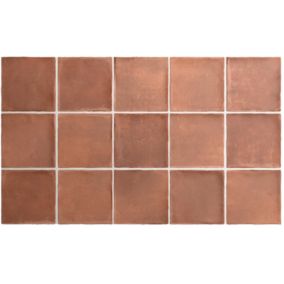 carrelage sol / mur effet zellige bejmat terracotta terre cuite 10x10 cm mate  ARGILE COTTO(vendu par boite de 0.50m2)