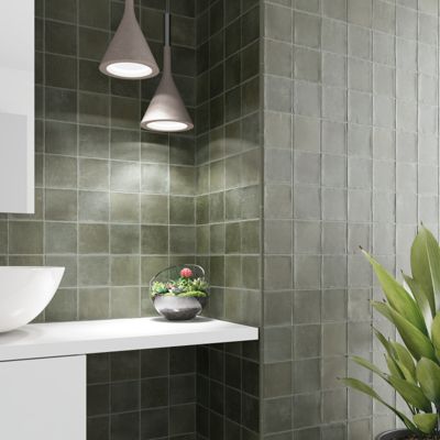 carrelage sol / mur effet zellige bejmat vert 10x10 cm mate ARGILE KAKHI