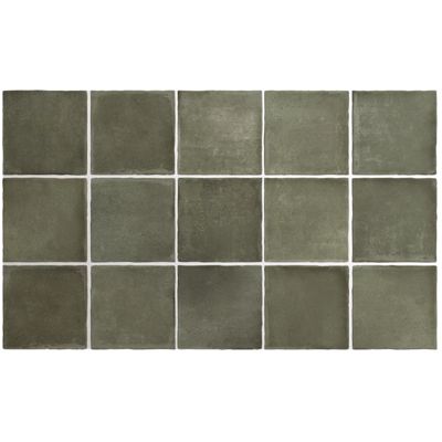 carrelage sol / mur effet zellige bejmat vert 10x10 cm mate ARGILE KAKHI