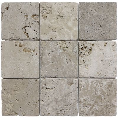 Carrelage sol/mur en travertin Beige 2nd Choix - 20 x 20 x 1 cm - C-NEGOCE