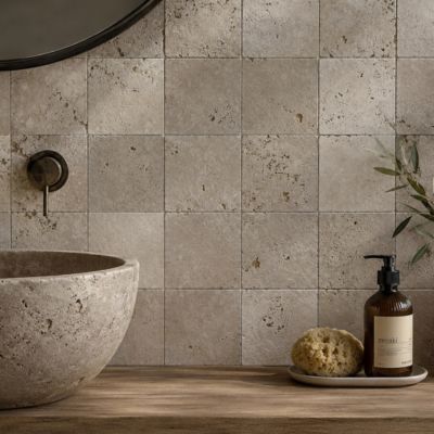 Carrelage sol/mur en travertin beige Mix 2nd choix - 10 x 10 x 1 cm - Vendu au m² - C-NEGOCE