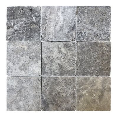 Carrelage sol/mur en travertin Gris - 10 x 10 x 1 cm - C-NEGOCE