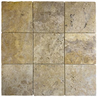 Carrelage sol/mur en travertin Jaune - 20 x 20 x 1 cm - C-NEGOCE