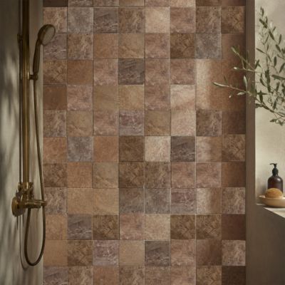 Carrelage sol/mur en travertin Rose - 10 x 10 x 1 cm - Vendu au m² - C-NEGOCE