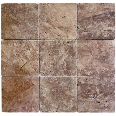 Carrelage sol/mur en travertin Rose Persiano - 20 x 20 x 1 cm - C-NEGOCE