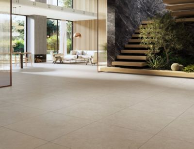 Carrelage sol / mur grès cérame intérieur effet béton Blent Sand l.90 X L.90 cm rectifié
