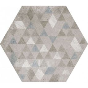 Carrelage sol / mur hexagonal effet béton motif  29,2 x 25,4 cm URBAN FOREST SILVER