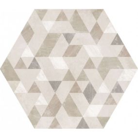 Carrelage sol / mur hexagonal effet béton à motif beige 29,2x25,4 cm URBAN FOREST NATURAL