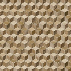 Carrelage sol / mur hexagonal effet bois motif fleur SEINE HEXAGONO FRERET MULTICOLOR(vendu par boite de 0.50m2)