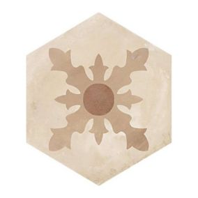 Carrelage sol / mur hexagonal effet ciment 25 x 21.6 cm TERRA CARDINALE HEXAGONAL BEIGE