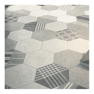 Carrelage sol / mur hexagonal effet ciment gris 17,5x20 cm HEXATILE CEMENT GREY