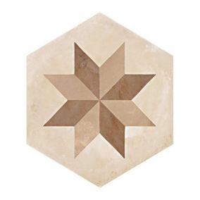 Carrelage sol / mur hexagonal effet ciment motif étoile 25 x 21.6 cm TERRA STELLA HEXAHONAL