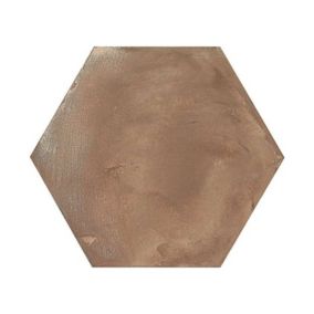 Carrelage sol / mur hexagonal effet ciment vieilli marron 25x21,6 cm TERRA ROSSO HEXAGONAL