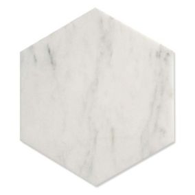 Carrelage sol / mur hexagonal effet marbre blanc mate 17,5x20 cm CARRARA