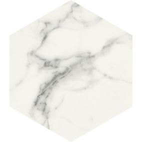 Carrelage sol / mur hexagonal effet marbre blanc mate 25x21,6 cmSCULTOREA statuario vena argento esagona J469