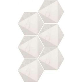 Carrelage sol / mur hexagonal effet marbre blanc mate à motif  17,5x20 cm CARRARA PEAK