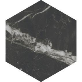 Carrelage sol / mur hexagonal effet marbre noir mate 25x21,6 cm SCULTOREA dark diamond esagonal J471