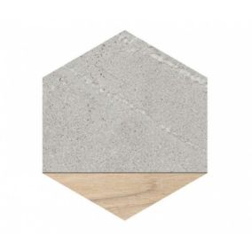 Carrelage sol / mur hexagonal effet pierre et bois SEINE HEXAGONO LIGARD GRIS (vendu par boite de 0.50m2)