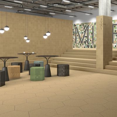 Carrelage sol / mur hexagonal effet terrazzo grand format 51,9x59,9 cm MICRA Hexagono Siena