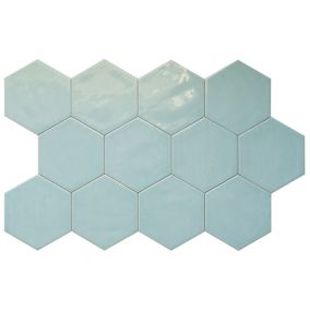 Carrelage SOL/MUR Hexagonal. Grès cérame brillant Premium. Arte Mint 14x16cm