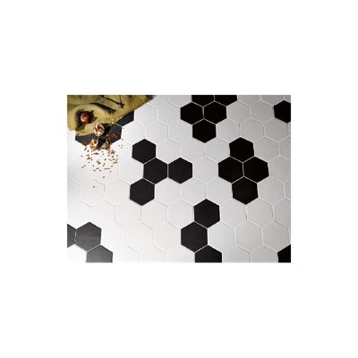 CARRELAGE MOSAÏQUE EN CÉRAMIQUE. BLANC ET NOIR FORME D'HEXAGONE. 26CM X 30cm Mt0090 1m2 Gtde 23012477 3006703 Produit