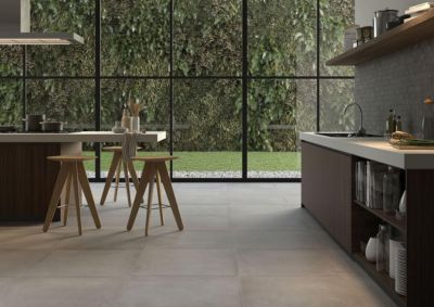 Carrelage sol / mur intérieur grès cérame effet béton Basic Concrete gris l.60 X L.60 cm rectifié UPEC