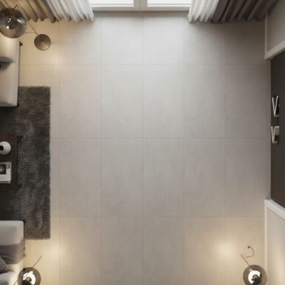 Carrelage sol / mur intérieur grès cérame effet béton ciré Créative Concrète P White l.60 X L.120 cm rectifié