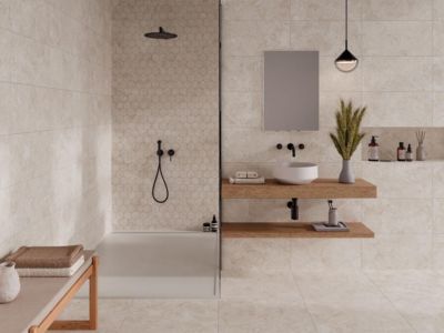 Carrelage sol / mur intérieur grès cérame effet pierre Coral Stone l.60 X L.120 cm rectifié
