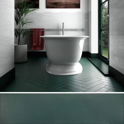 Carrelage sol / mur pose baton rompu chevron uni bleu vert canard mate STROMBOLI VIRIDIAN GREEN