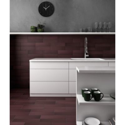 Carrelage sol / mur pose baton rompu chevron uni rouge bordeaux terre ...