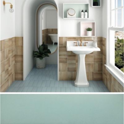 Carrelage sol / mur pose baton rompu chevron uni vert menthe mate ...