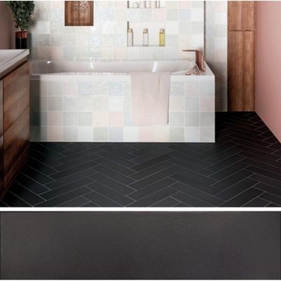 Carrelage sol / mur pose baton rompu chevron uninoir anthracite mate ...
