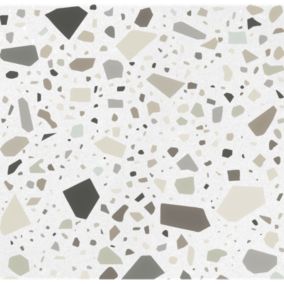 Carrelage sol / mur terrazzo multicouleur 18,6x18,6 cm CONFETTI BIANCO BEIGE (vendu par boite de 0.45m2)