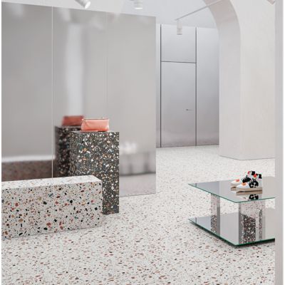 Carrelage sol / mur terrazzo multicouleur 18,6x18,6 cm CONFETTI BIANCO MULTICOLOR