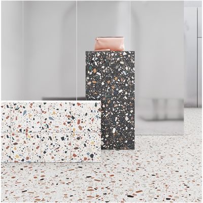 Carrelage sol / mur terrazzo multicouleur 18,6x18,6 cm CONFETTI BIANCO MULTICOLOR