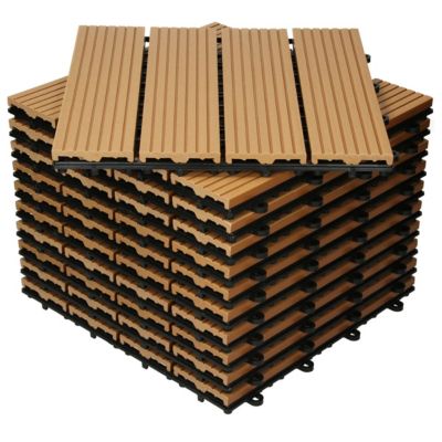 Carrelage terrasse dalles 30 x 30 cm 5 m² carrelage jardin aspect bois WPC teak