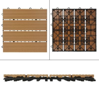Carrelage terrasse dalles 30 x 30 cm 5 m² carrelage jardin aspect bois WPC teak