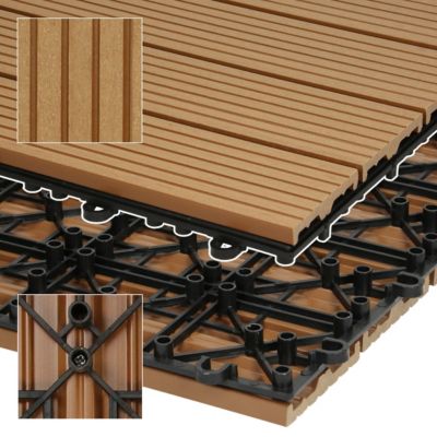Carrelage terrasse dalles 30 x 30 cm 5 m² carrelage jardin aspect bois WPC teak
