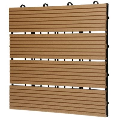 Carrelage terrasse dalles 30 x 30 cm 5 m² carrelage jardin aspect bois WPC teak