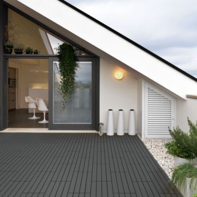 Carrelage terrasse dalles 60x30 cm 4 m² carrelage jardin aspect bois anthracite