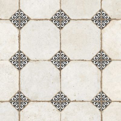 Carrelage Vintage Blanc et Noir Cabochon 45,2x45,2x0,95 cm Sorelia - Sol et mur intérieur (vendu par carton de 1,02 m²) - RO'MA CA